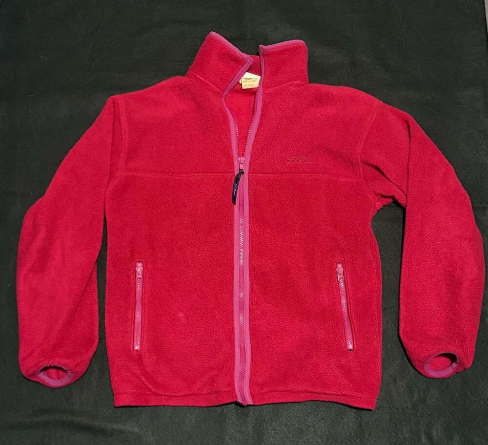 Vintage 90s L.L. Bean Script Logo Full Zip Red Fleece Jacket Women's Small USA M
